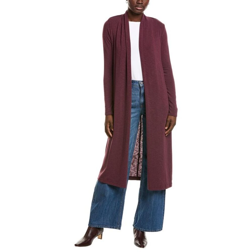 Michael Stars Womens  Izzy Longline Open Cardigan, Purple